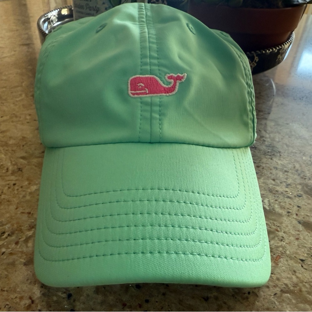 Vineyard Vines Mint Green Cap with Pink Whale Logo